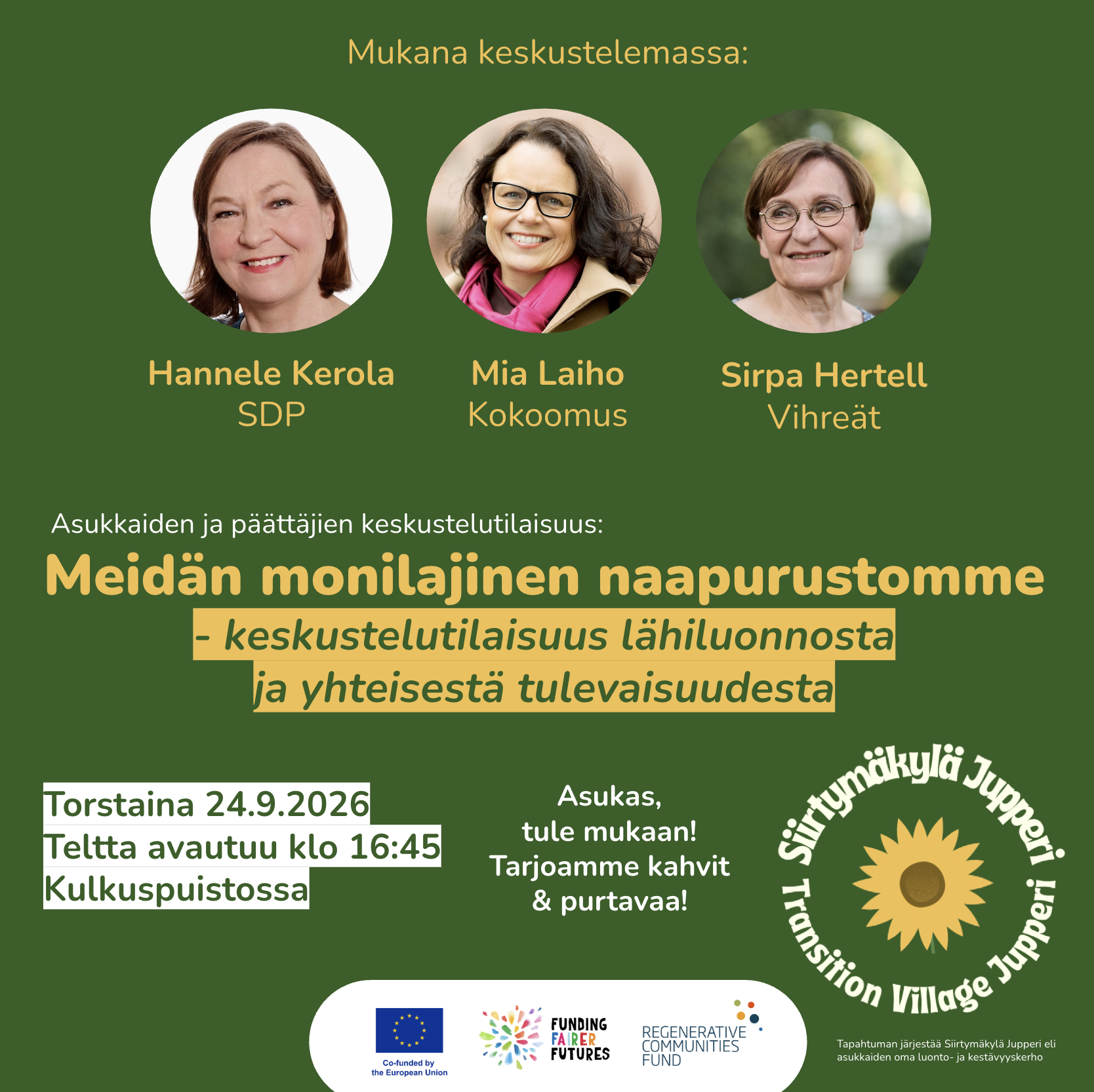 Meidän monilajinen naapurustomme – keskustelutilaisuus lähiluonnosta ja yhteisestä tulevaisuudesta featured image